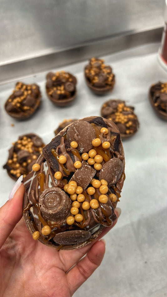 Caramel Brownie Filled Easter Egg