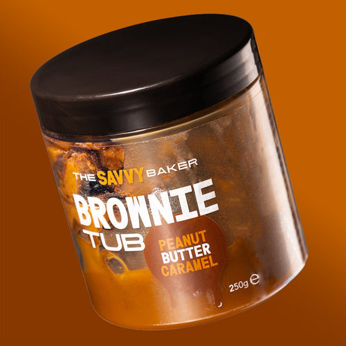 Peanut Butter Caramel Brownie Tub - thesavvybaker